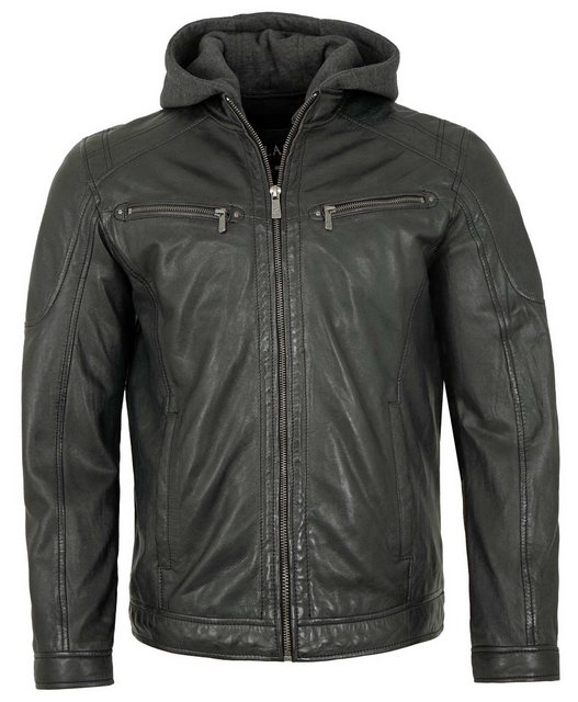 Jilani Lederjacke Juan Jilani - Herren Lederjacke Kapuze Lammnappa anthra günstig online kaufen