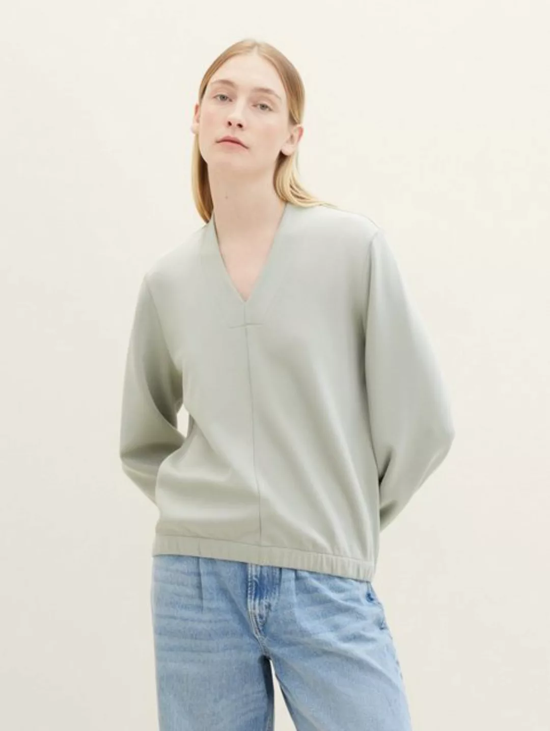 TOM TAILOR Sweatshirt Sweatshirt mit V-Ausschnitt günstig online kaufen