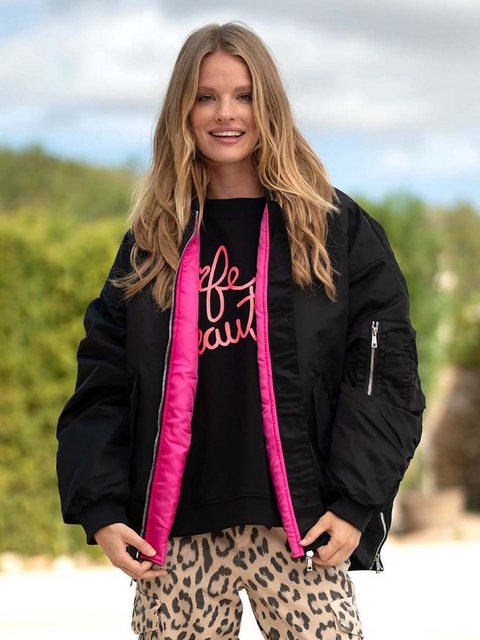 Miss Goodlife Kurzjacke Wattierte Bomberjacke Black Pink günstig online kaufen