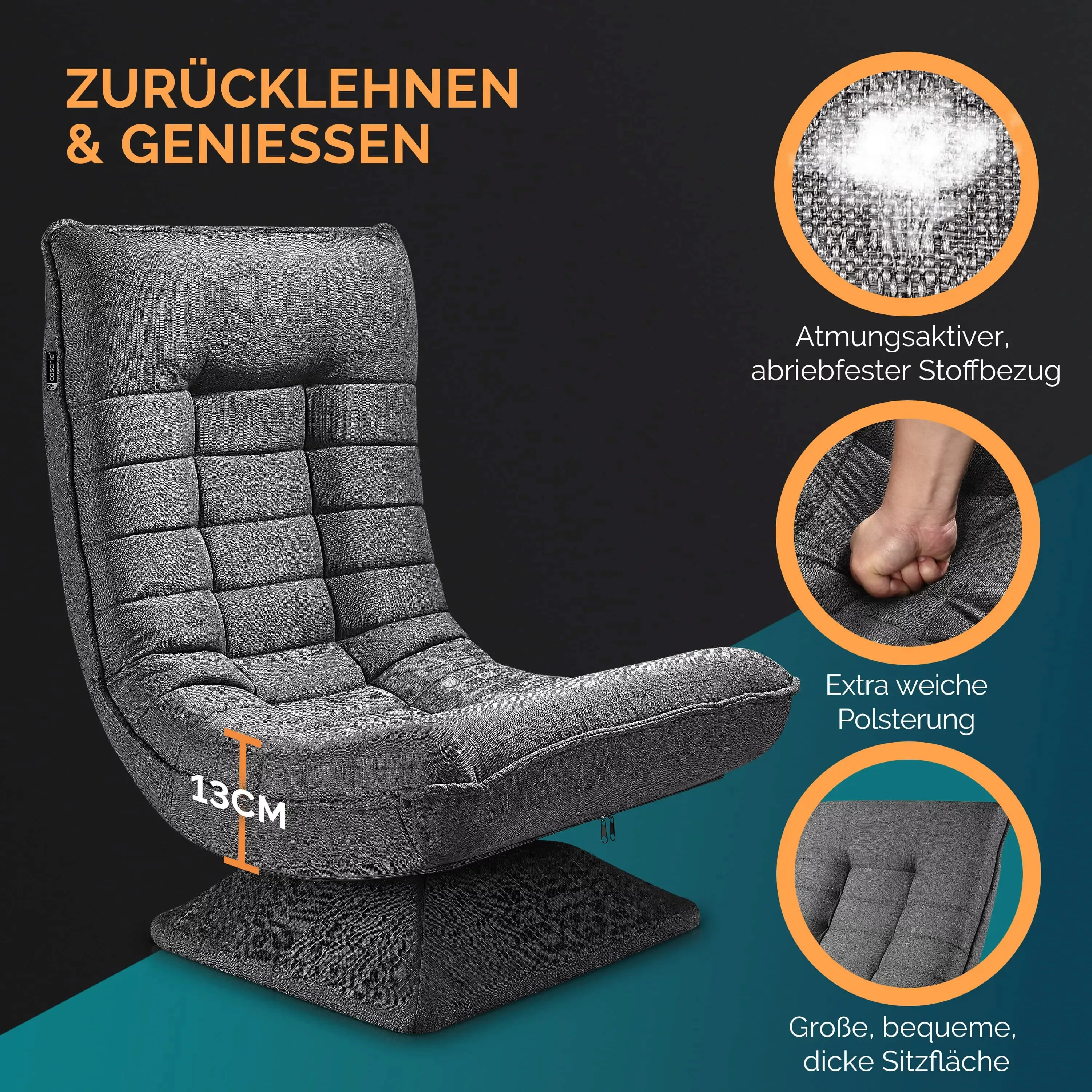 Relaxsessel Aberdeen Grau Stoff günstig online kaufen