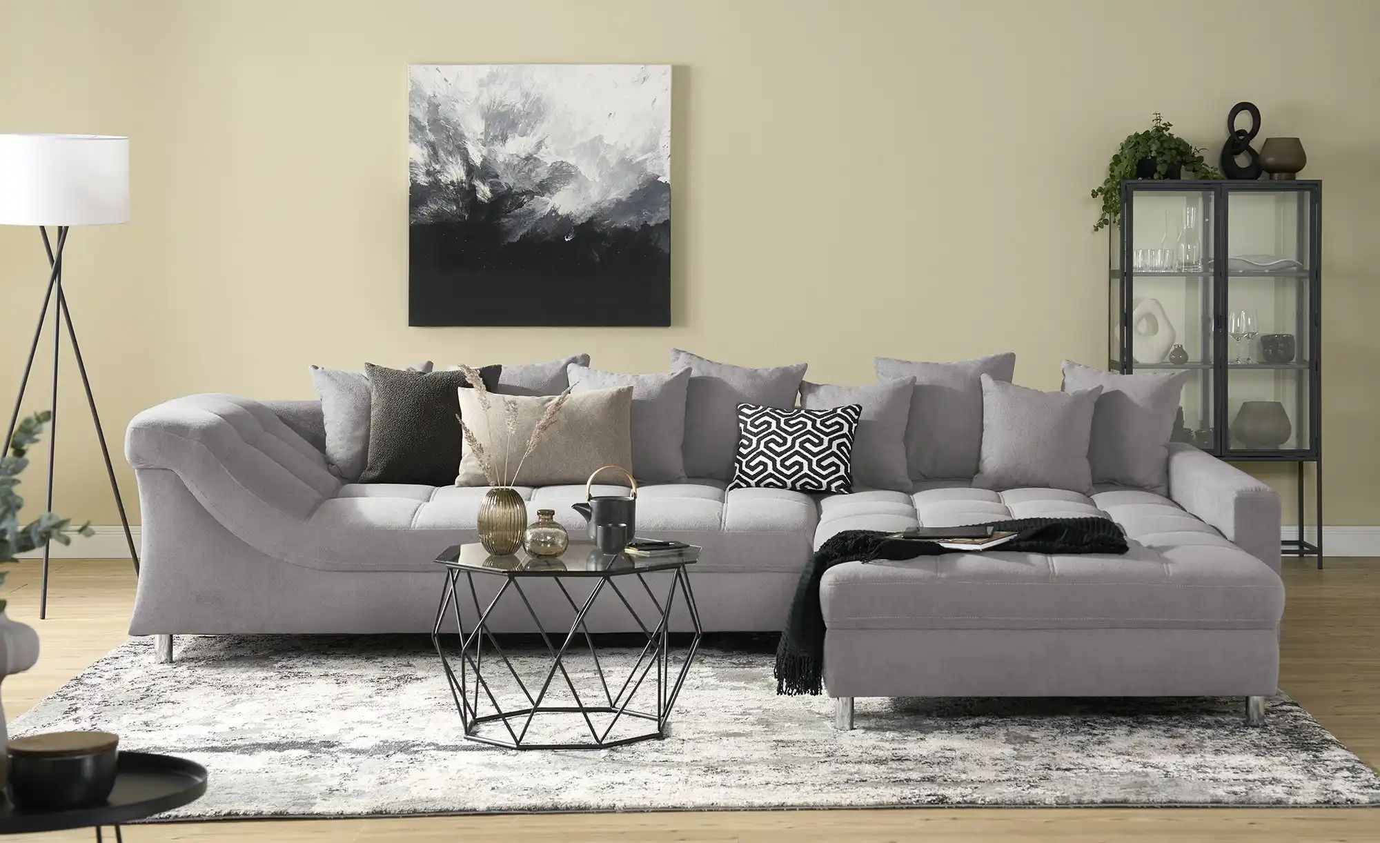 smart Ecksofa  Hanalie ¦ grau ¦ Maße (cm): B: 340 H: 95 T: 226.0 Polstermöb günstig online kaufen