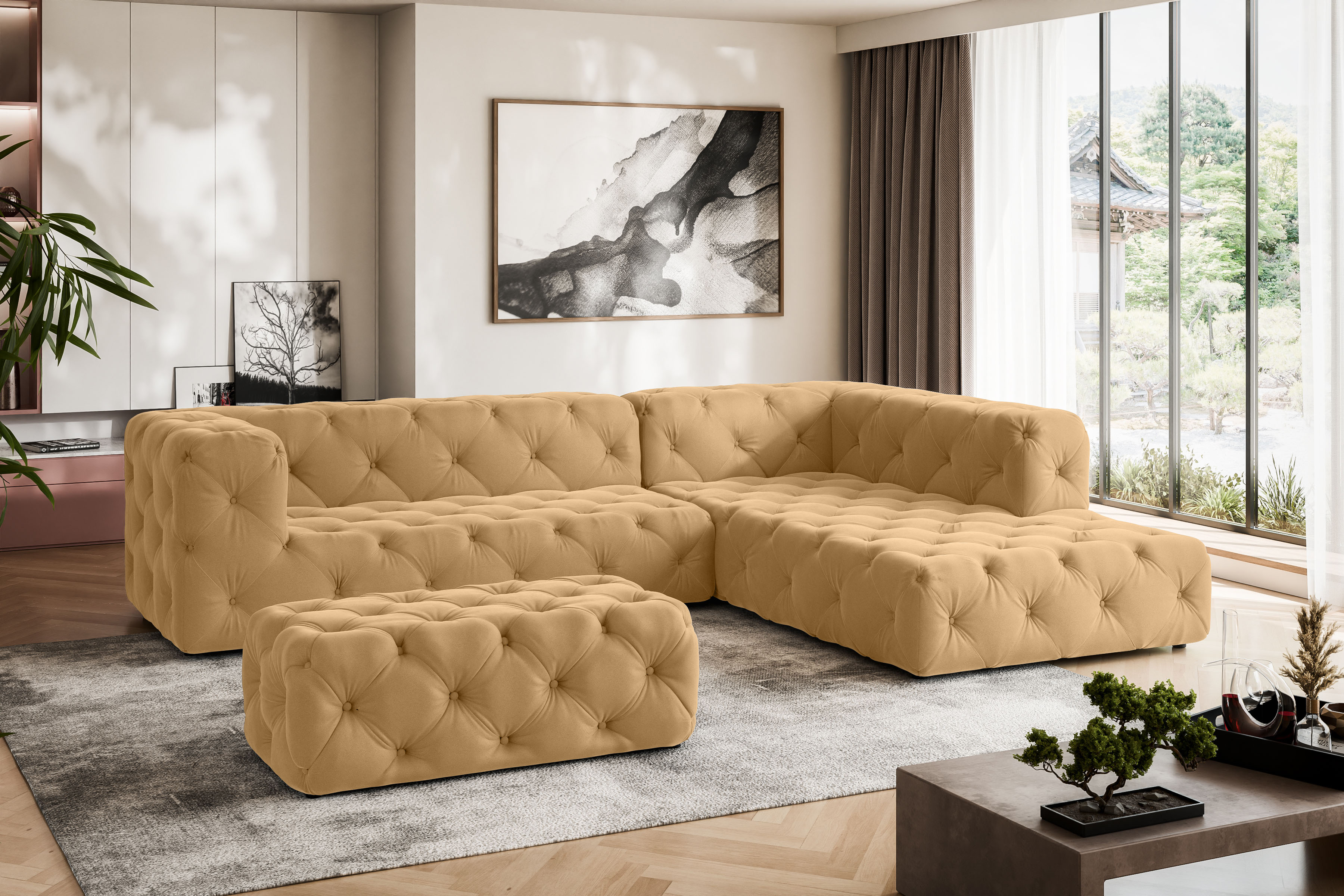 Places of Style Ecksofa "FOLLINA", L-Form, mit klassischer Chesterfield-Kno günstig online kaufen