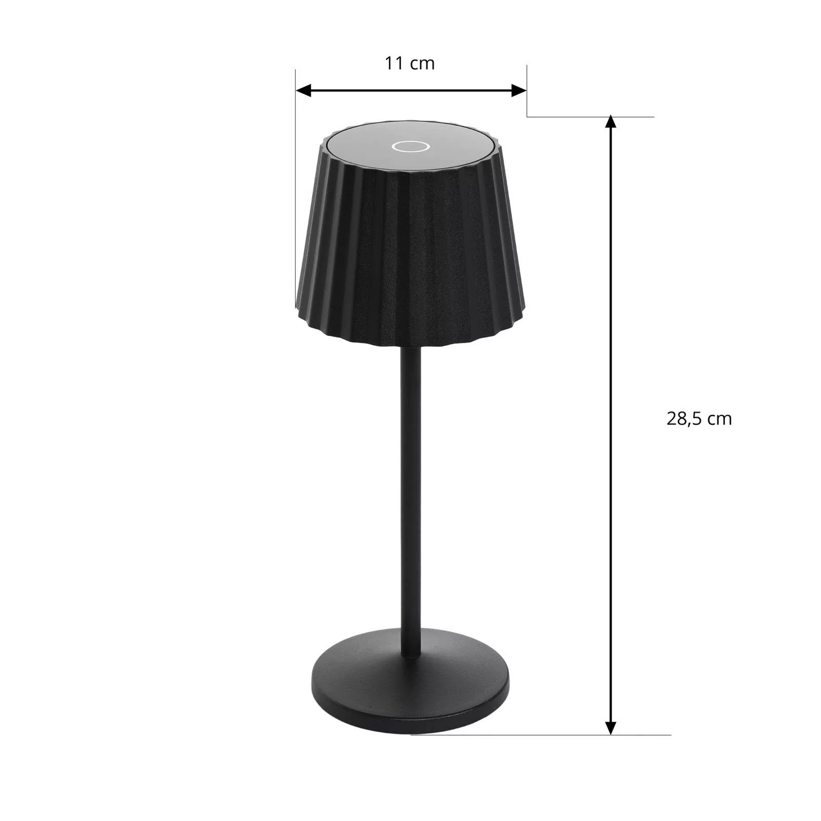 Lindby LED-Akku-Tischlampe Esali, Rillen, schwarz, Alu, 29cm günstig online kaufen