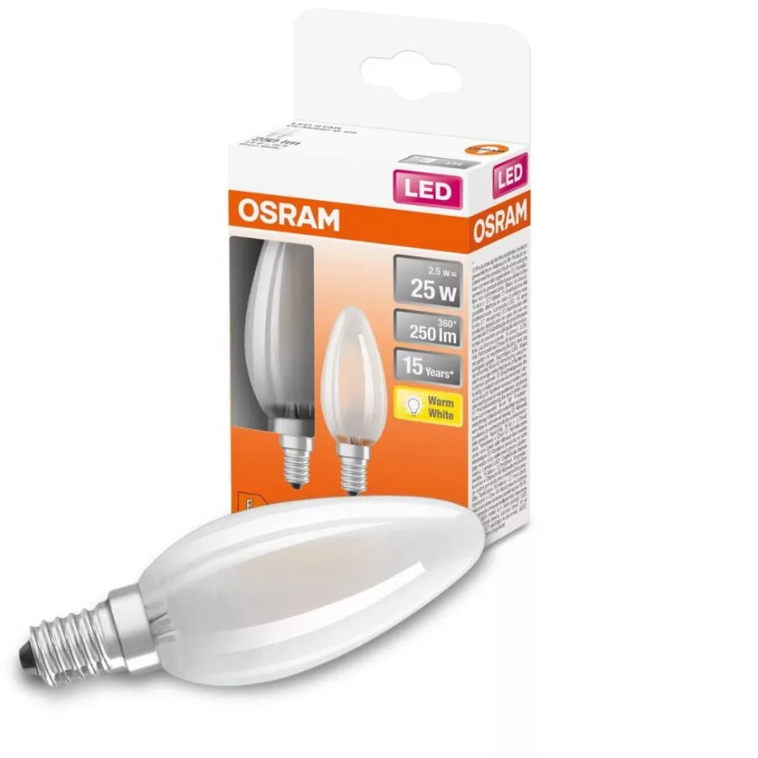 Osram LED Lampe ersetzt 25W E14 Kerze - B35 in Weiß 2,5W 250lm 2700K 2er Pa günstig online kaufen
