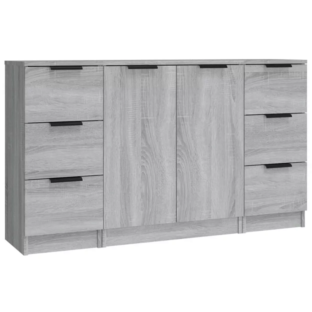 Vidaxl Sideboards 3 Stk. Grau Sonoma Holzwerkstoff günstig online kaufen