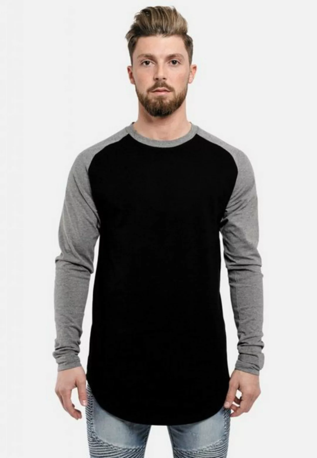 Blackskies T-Shirt Baseball Longshirt T-Shirt Schwarz Grau Large günstig online kaufen