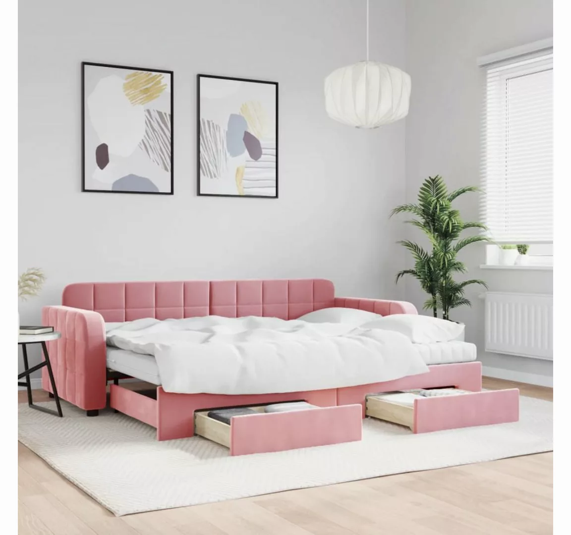 vidaXL Gästebett Gästebett Tagesbett Ausziehbar mit Schubladen Rosa 80x200 günstig online kaufen