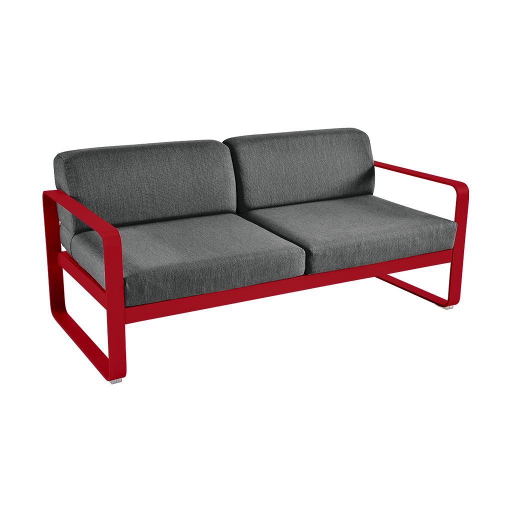 Bellevie Lounge-Sofa 2-Sitzer 67 Mohnrot A3 Graphitgrau günstig online kaufen