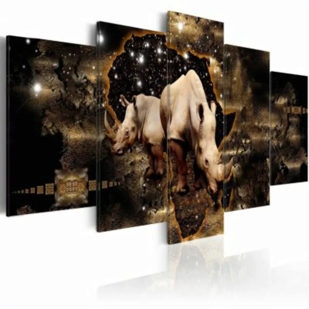 artgeist Wandbild Golden Rhino (5 Parts) Wide mehrfarbig Gr. 200 x 100 günstig online kaufen