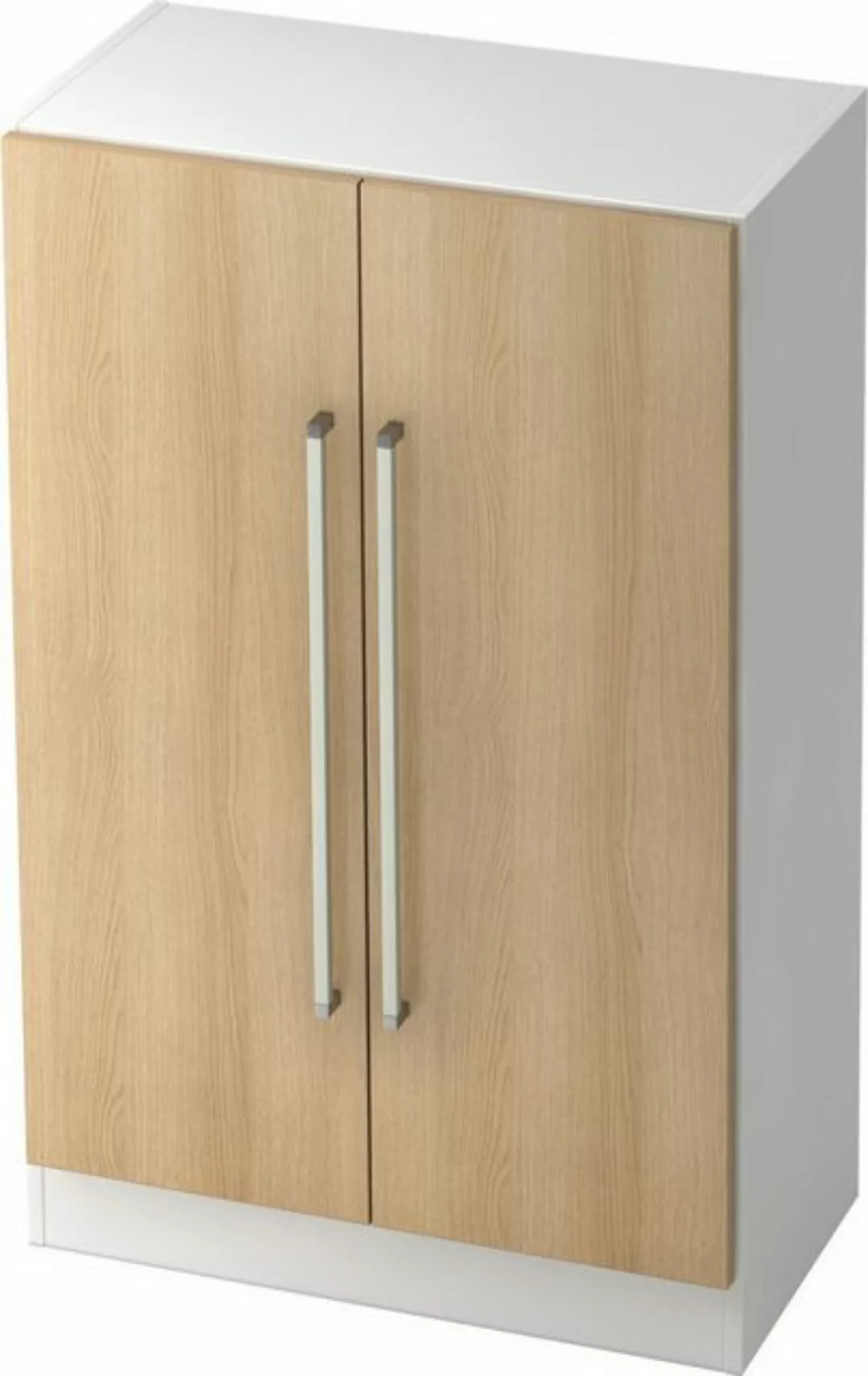 Aktenschrank Schrank Solid 3OH BxTxH 80x42x127cm Griff CE Weiß/Eiche günstig online kaufen