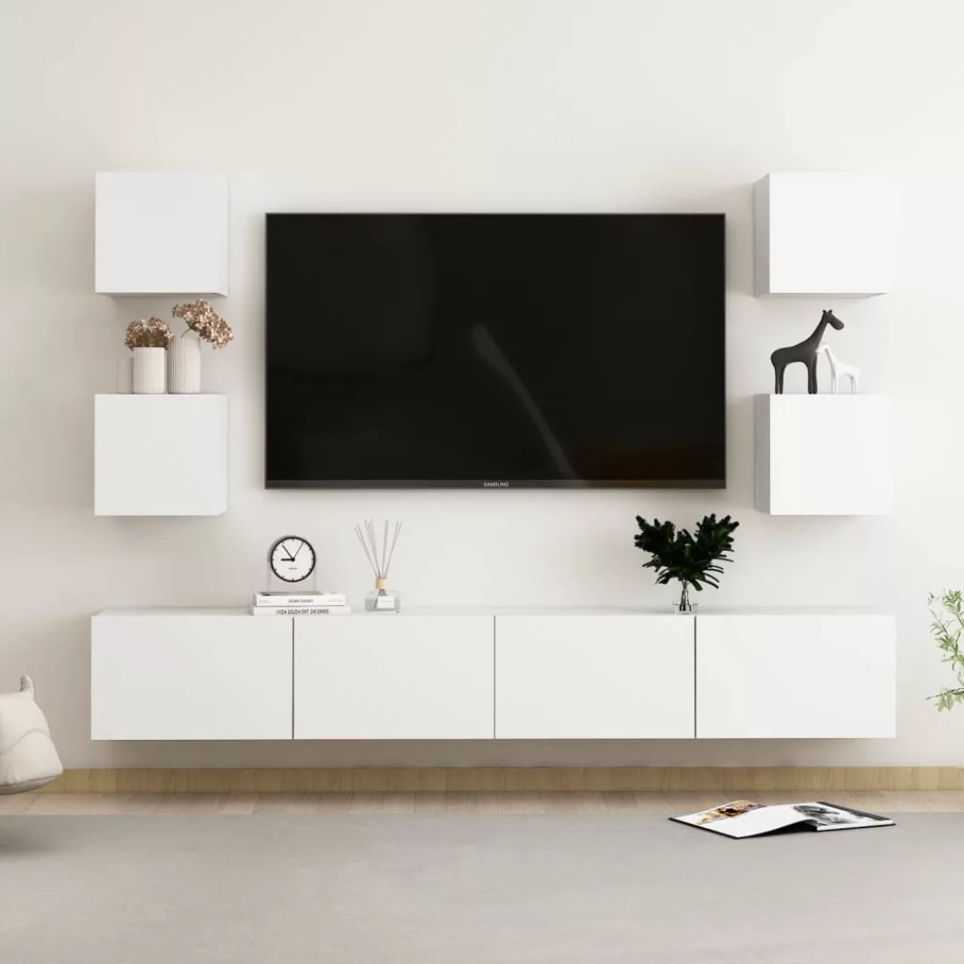 6-tlg. Tv-schrank-set Weiß Spanplatte günstig online kaufen