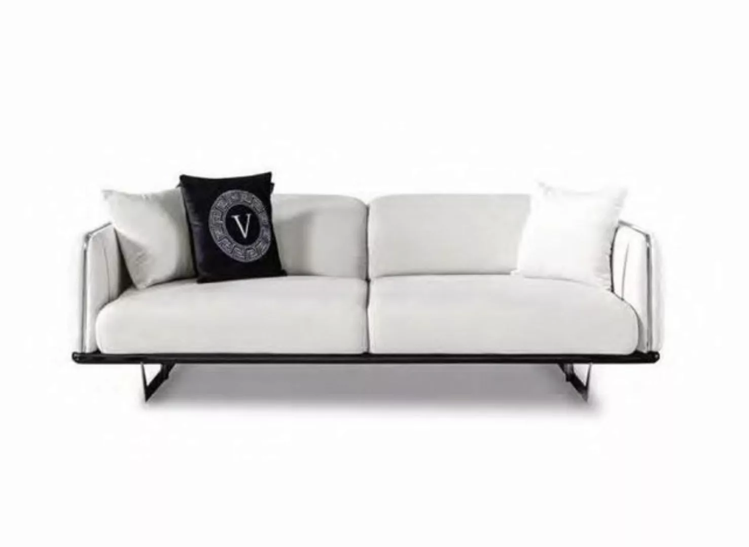 JVmoebel Sofa Weißer 3-Sitzer Luxus Couch Wohnzimmer Dreisitzer Edelstahl F günstig online kaufen