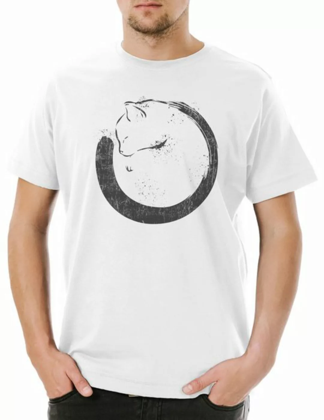 Urban Backwoods Print-Shirt Cat Circle Herren T-Shirt Meow Kitty Kitten Cat günstig online kaufen