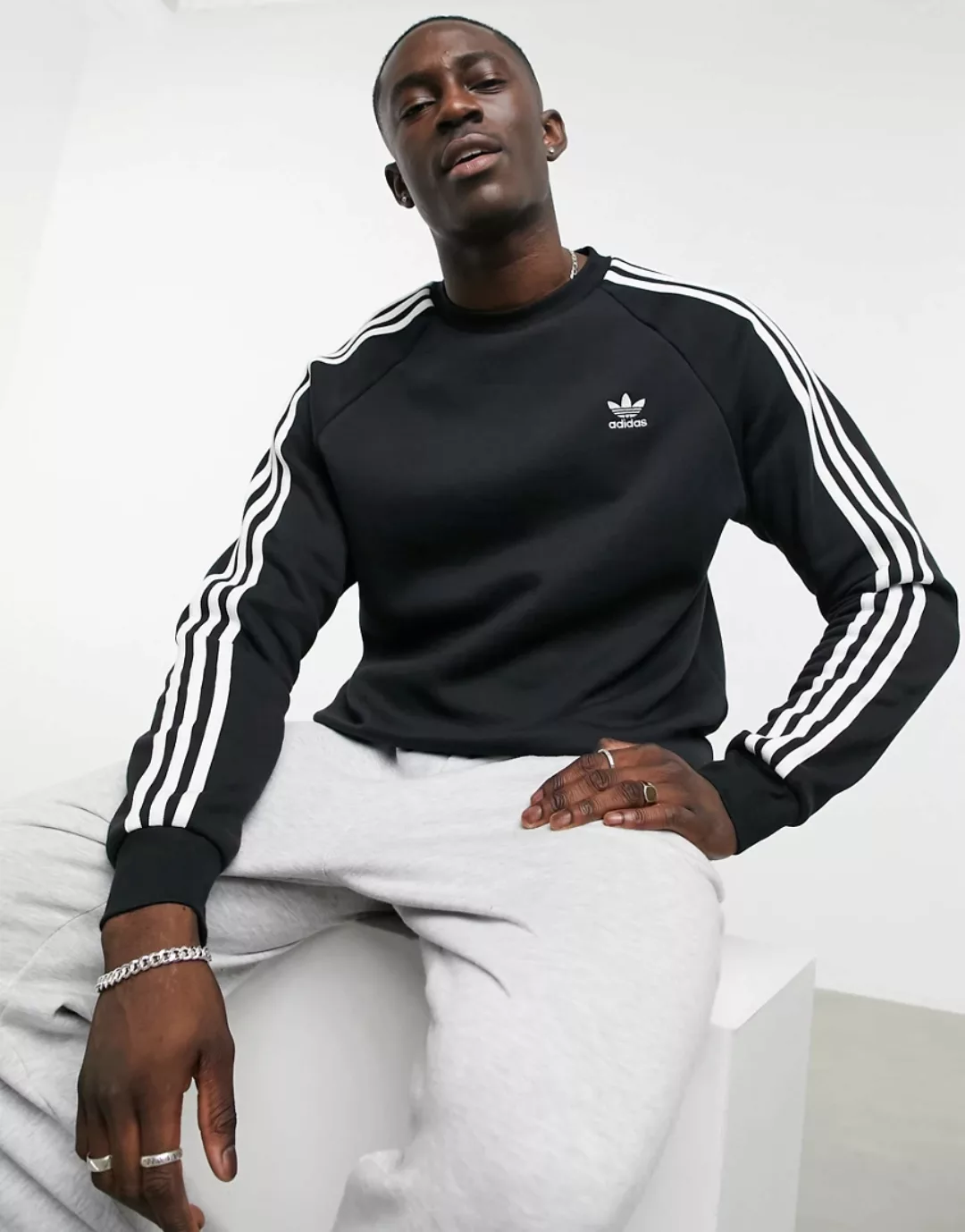 Adidas Originals Adicolor 3 Stripes Sweatshirt M Black günstig online kaufen