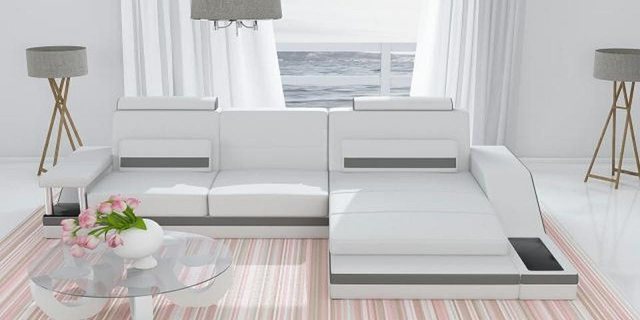 JVmoebel Ecksofa Ecksofa Garnitur Leder Textil Stoff Wohnlandschaft Sofa US günstig online kaufen