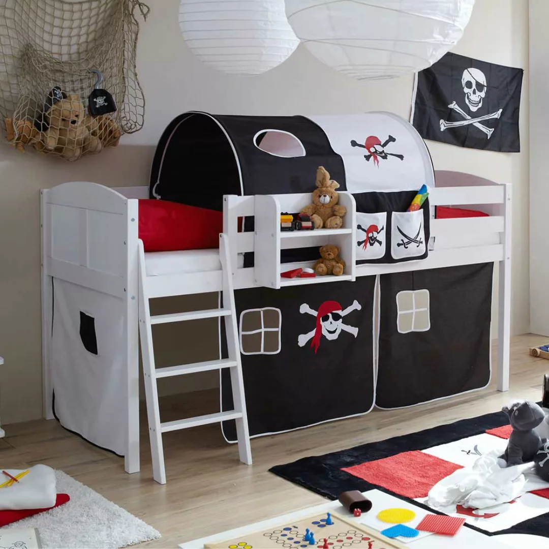 Piratenbett aus Kiefer Massivholz Piraten Design günstig online kaufen