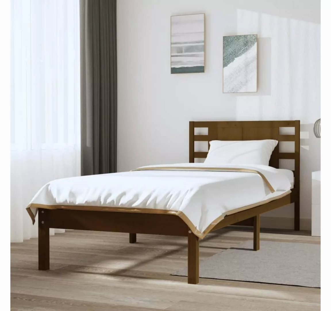 vidaXL Bett Massivholzbett Honigbraun Kiefer 100x200 cm günstig online kaufen