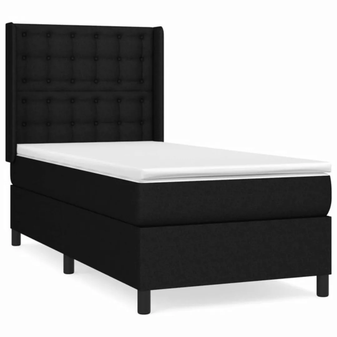 vidaXL Bettgestell Boxspringbett mit Matratze Schwarz 90x200 cm Stoff Bett günstig online kaufen