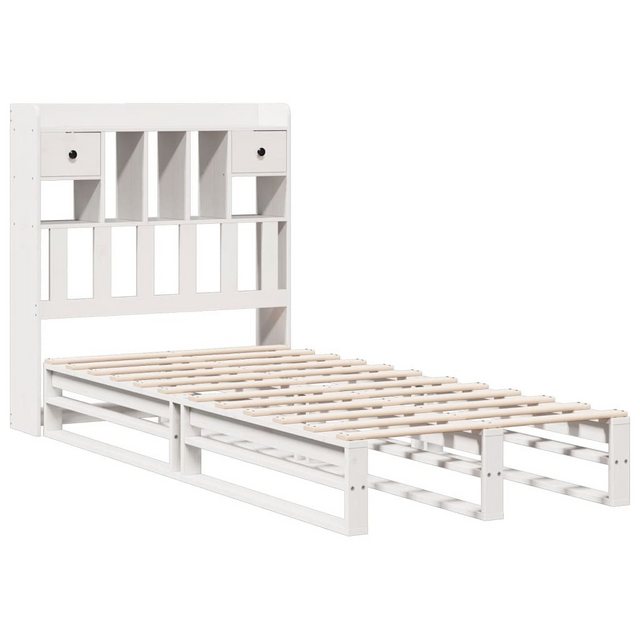 vidaXL Bett Massivholzbett mit Regal ohne Matratze Weiß 90x200 cm Kiefer günstig online kaufen