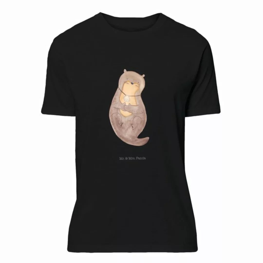 Mr. & Mrs. Panda T-Shirt Otter mit Muschelmedaillon - Schwarz - Geschenk, S günstig online kaufen