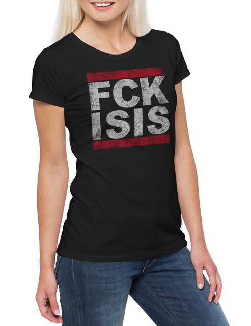 Urban Backwoods Print-Shirt Fuck Isis Damen T-Shirt Fck Run Dmc Pro Islam A günstig online kaufen