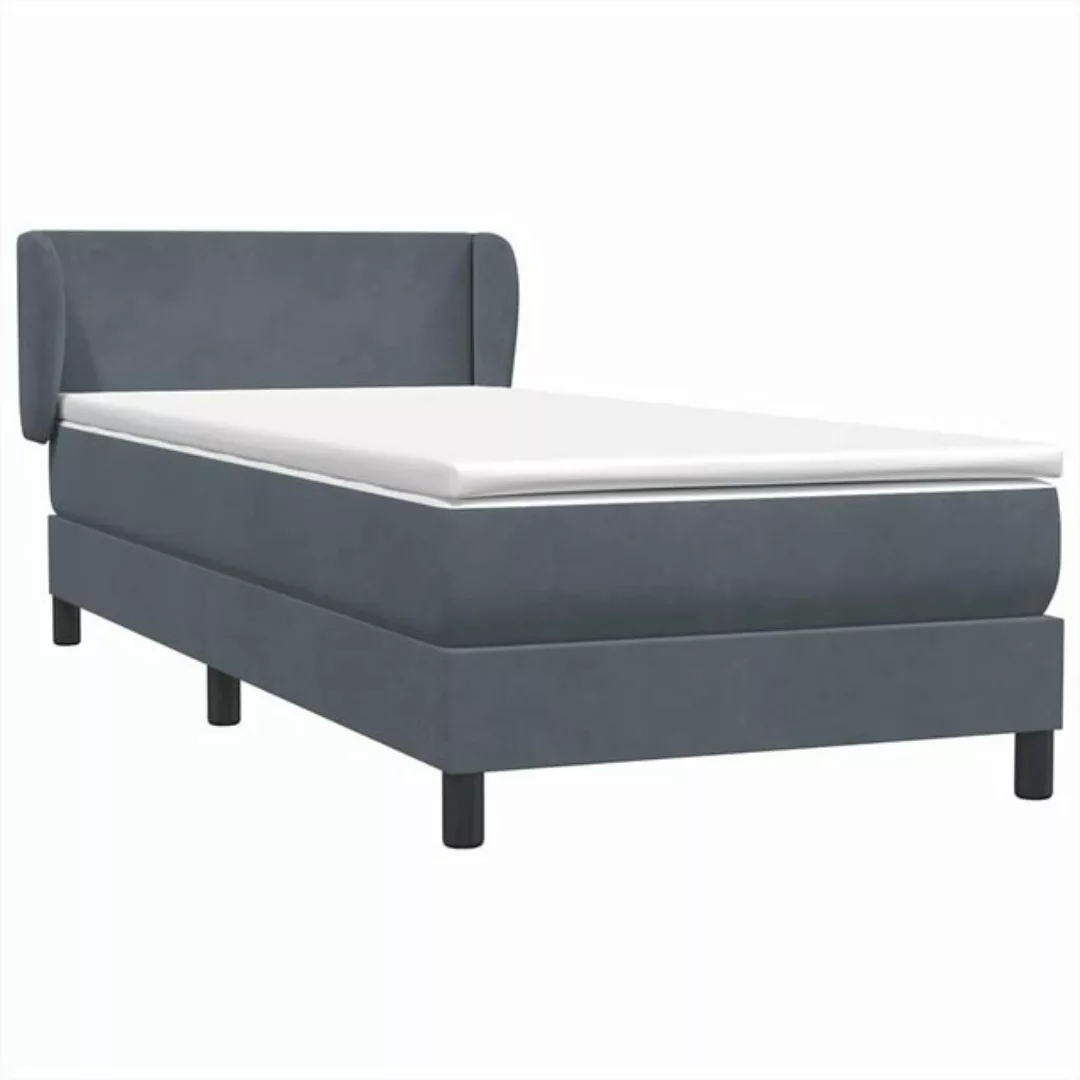 vidaXL Boxspringbett, Boxspringbett mit Matratze Dunkelgrau 90x220 cm Samt günstig online kaufen