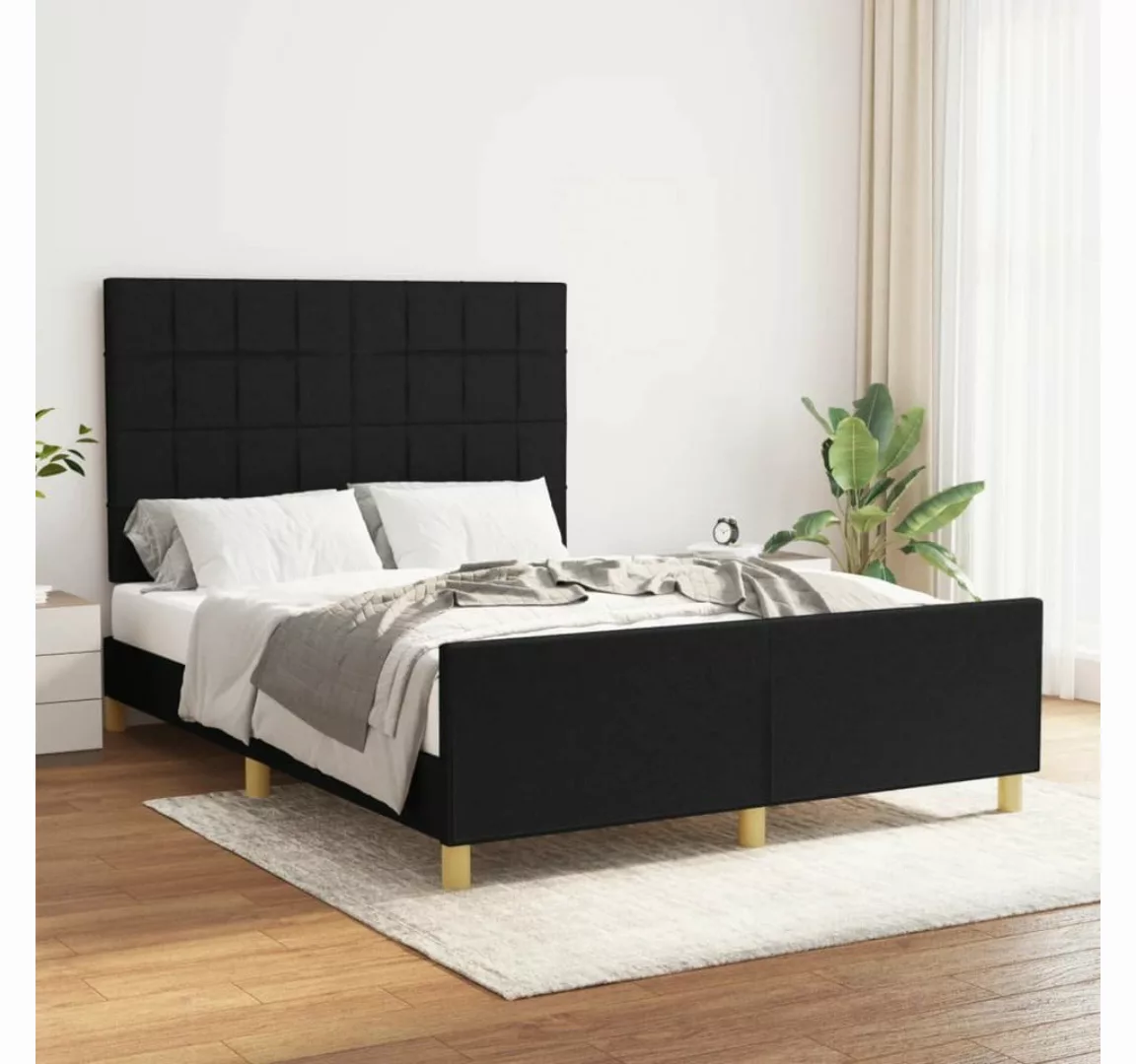 furnicato Bett Bettgestell mit Kopfteil Schwarz 140x200 cm Stoff günstig online kaufen