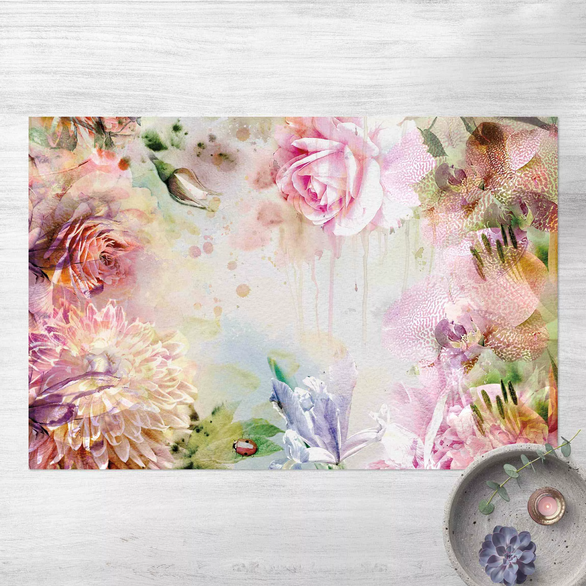 Vinyl-Teppich Floral Watercolor günstig online kaufen
