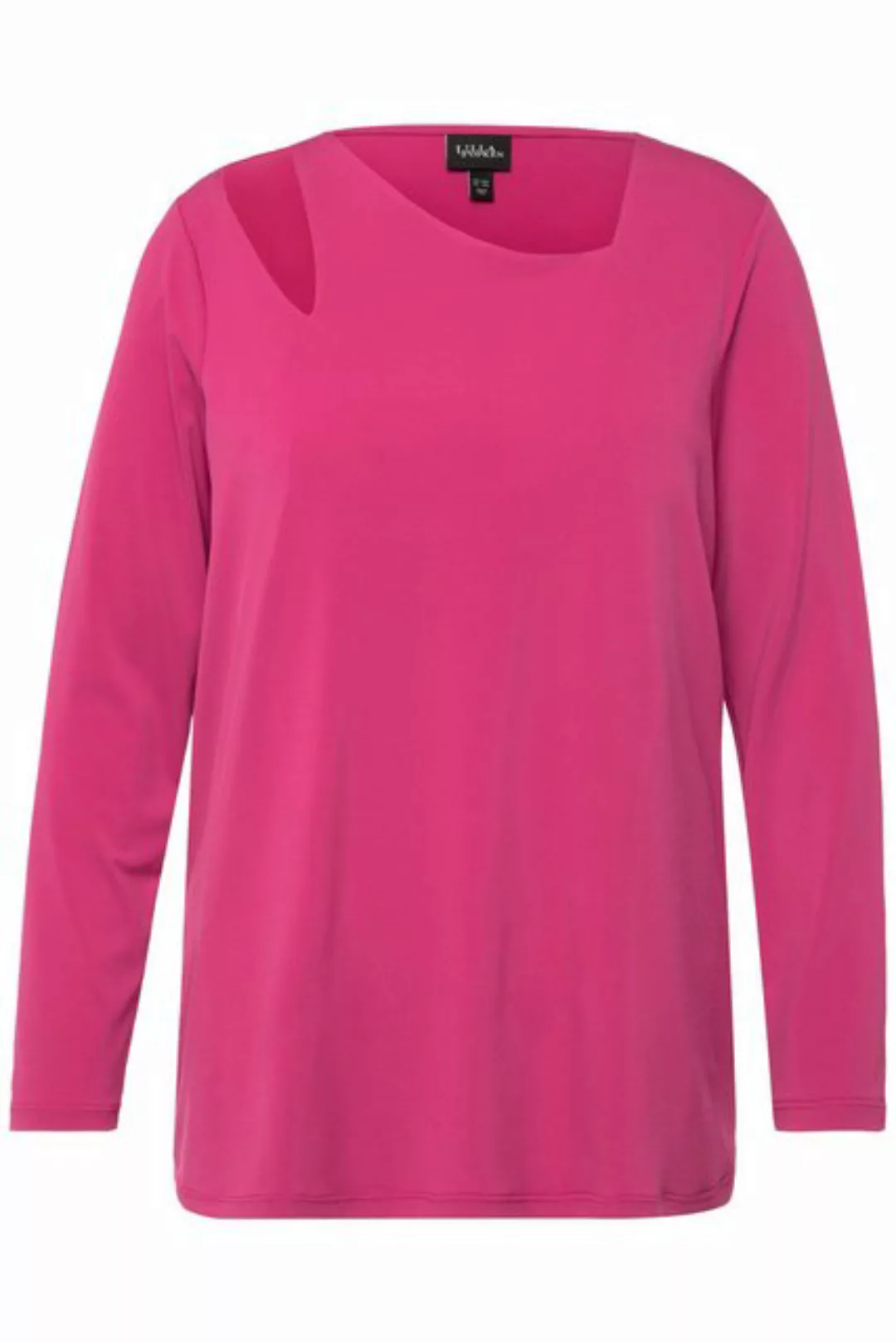 Ulla Popken Longsleeve Shirt Cut-Out asymmetrischer Ausschnitt Langarm günstig online kaufen