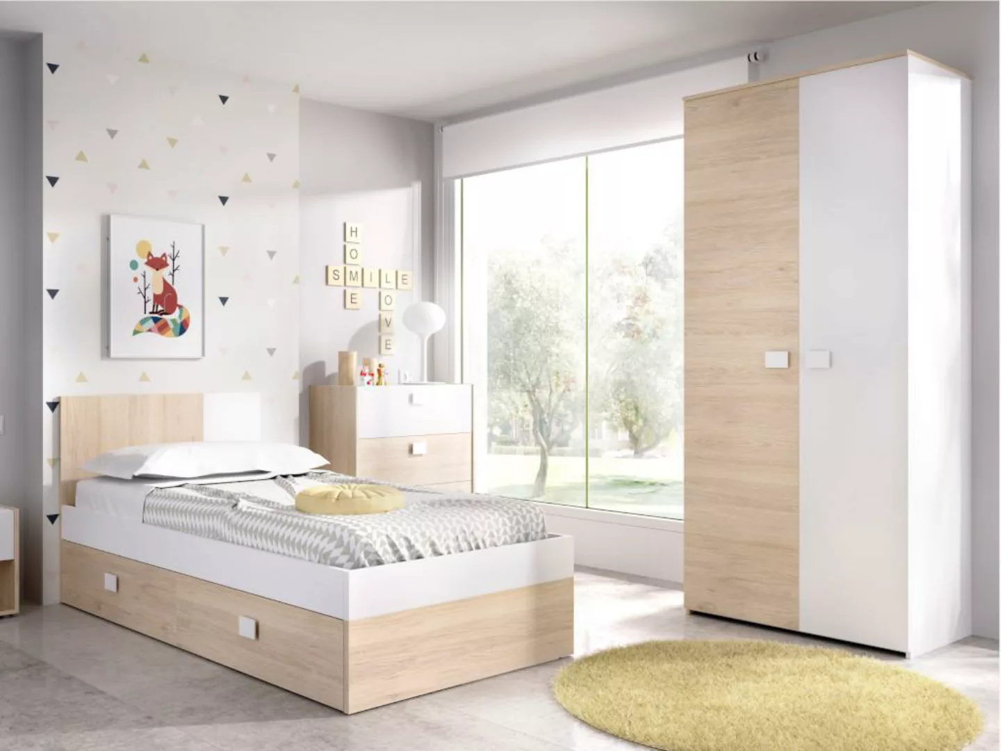 Ausziehbett + Lattenrost - 2 x - 90 x 190 cm - Holzfarben & Weiß - SONIA günstig online kaufen