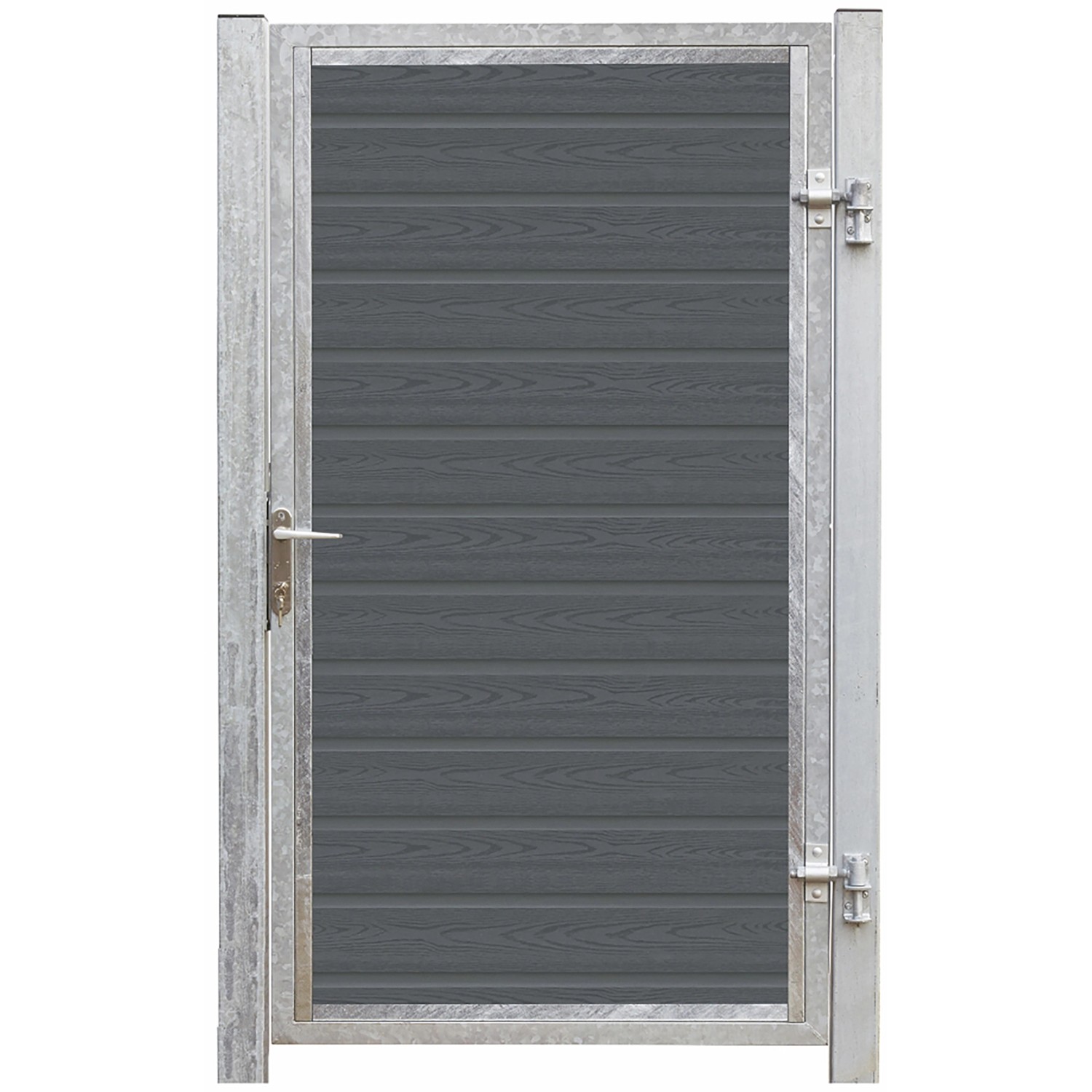 Plus Holz Einzeltor Artura WPC Schiefergrau Pfosten Silber DIN R 115 cm x 1 günstig online kaufen