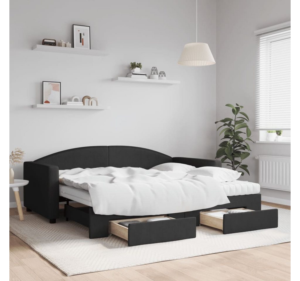 vidaXL Gästebett Gästebett Tagesbett Ausziehbar mit Schubladen Schwarz 90x1 günstig online kaufen