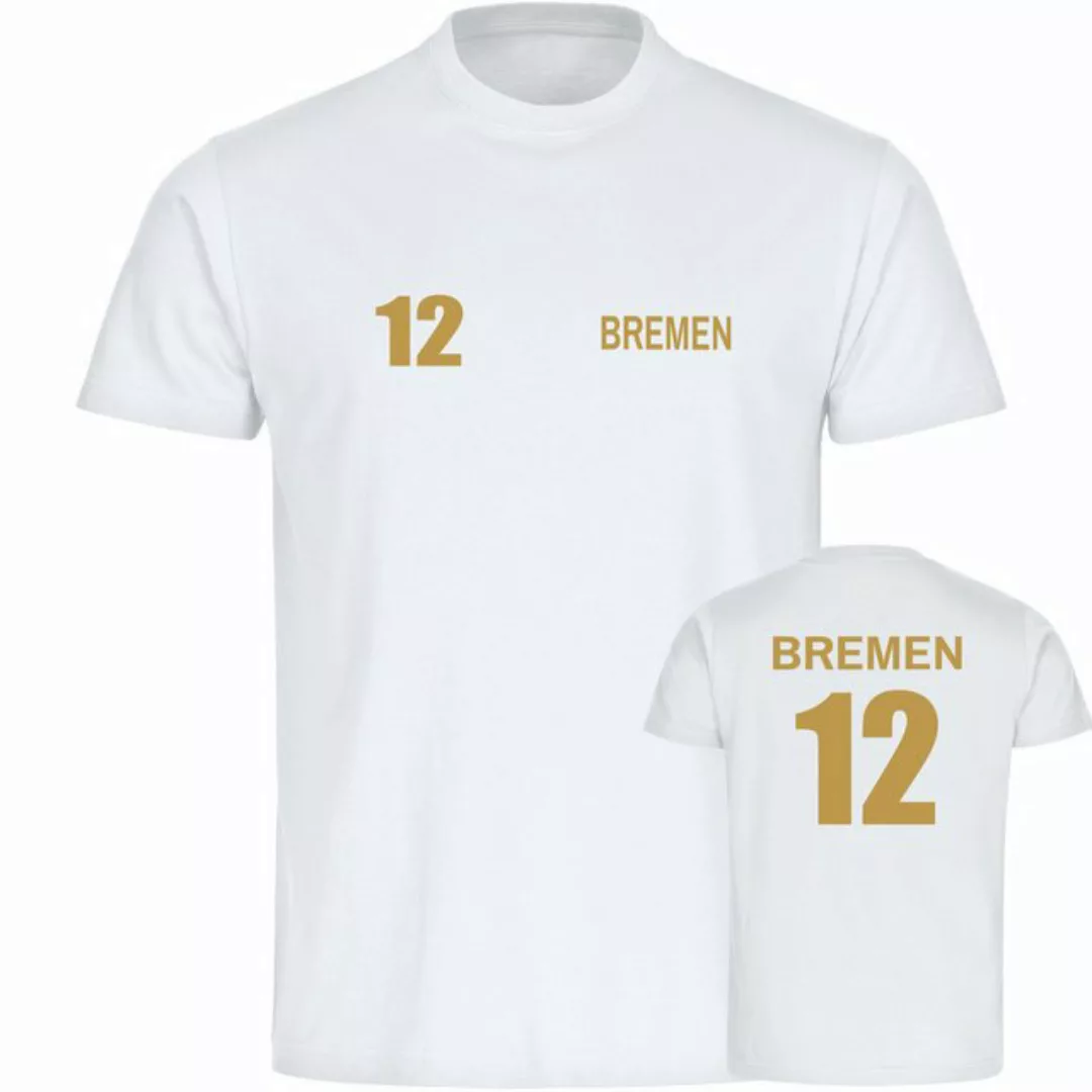 multifanshop T-Shirt Herren Bremen - Trikot Nummer 12 gold - Männer günstig online kaufen