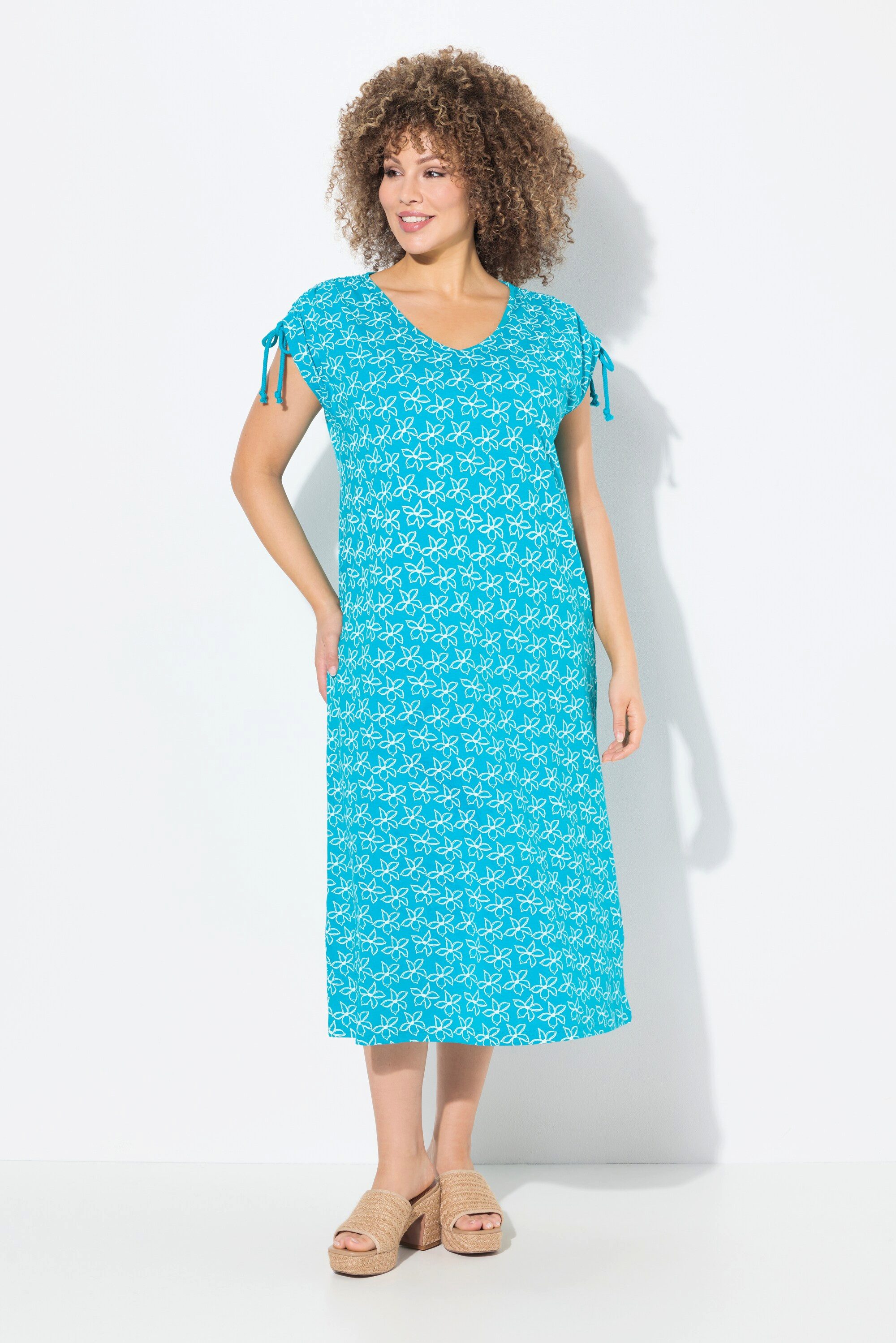 Ulla Popken Jerseykleid Midikleid Blüten A-Linie günstig online kaufen