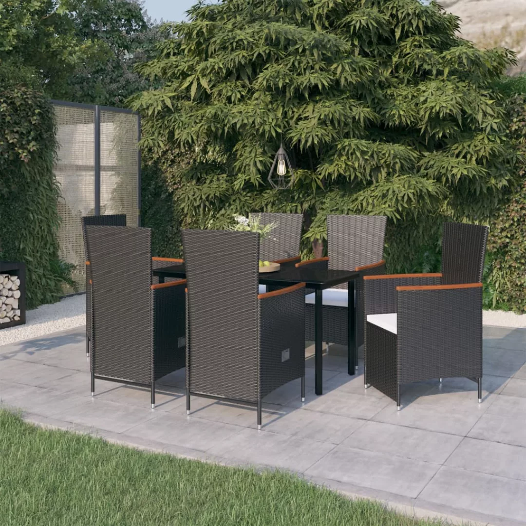 Vidaxl 7-tlg. Garten-essgruppe Mit Auflagen Schwarz günstig online kaufen