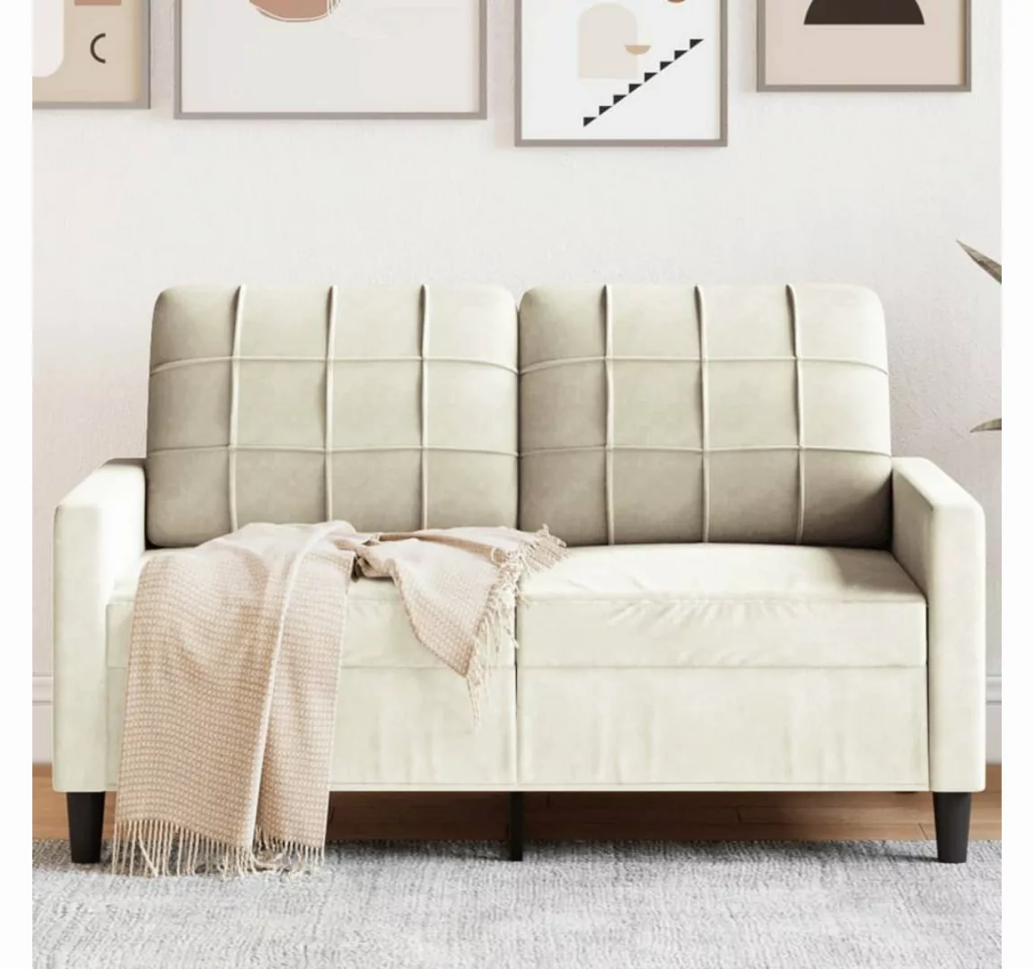 vidaXL Sofa Sofa/ 2-Sitzer/ 3-Sitzer Samt, 120 cm, Creme günstig online kaufen