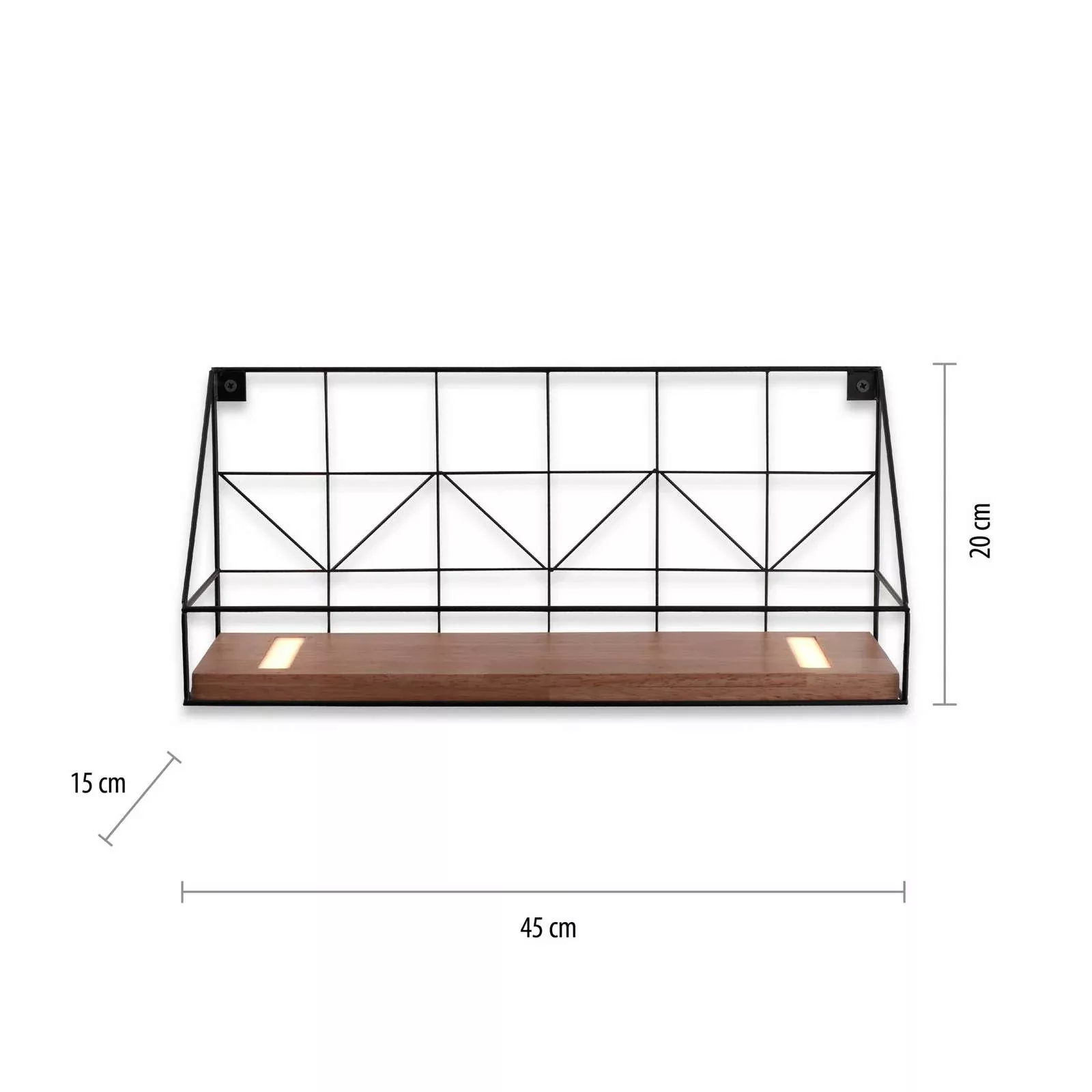 LED-Wandleuchte Board mit Holzregalboden, 45x15cm günstig online kaufen