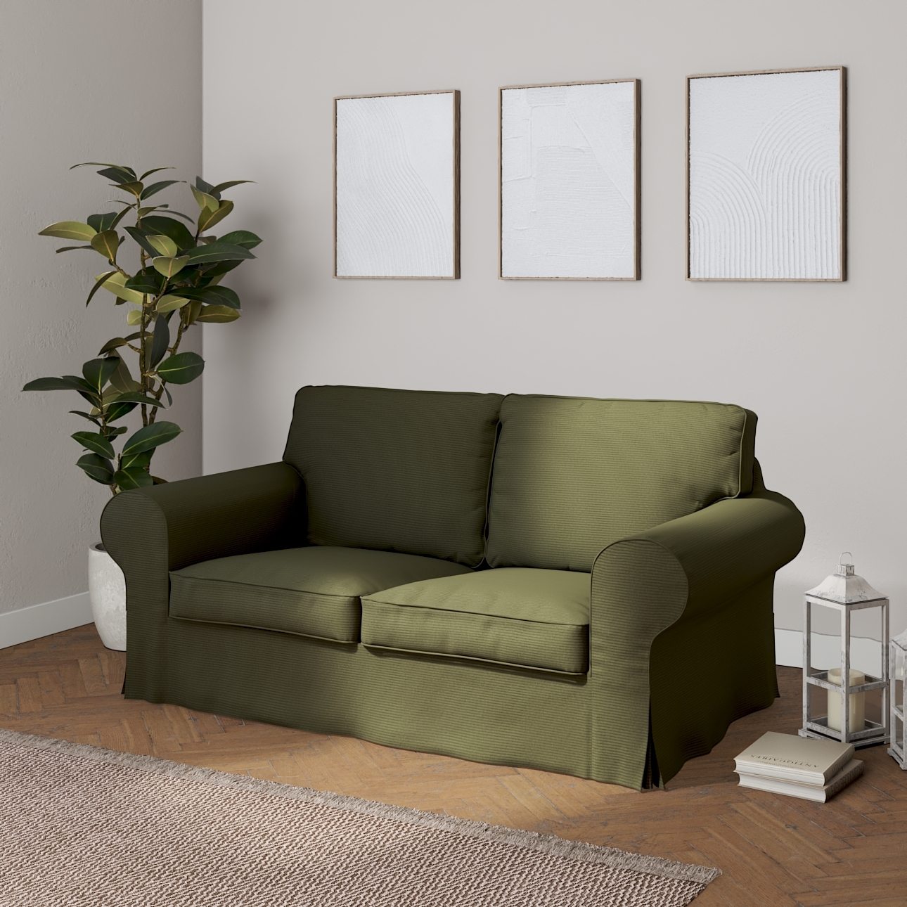 Bezug für Ektorp 2-Sitzer Sofa nicht ausklappbar, olivgrün, Sofabezug für günstig online kaufen