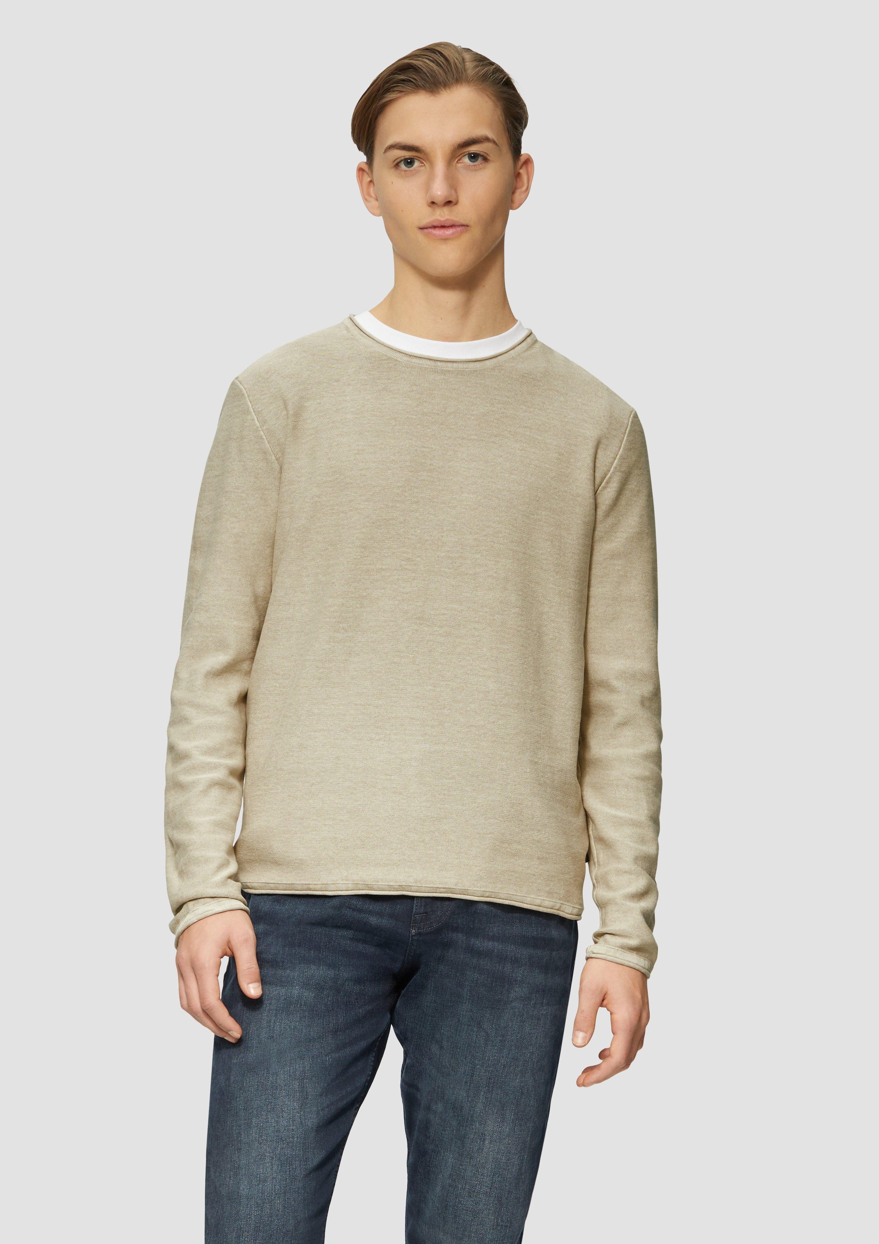 QS Strickpullover Gewaschener Strickpullover mit Rollkante günstig online kaufen