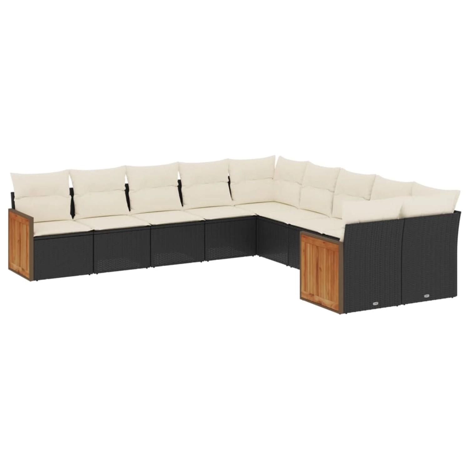 vidaXL 10-Tlg Garten-Sofagarnitur mit Kissen Schwarz Poly Rattan 3228030 günstig online kaufen