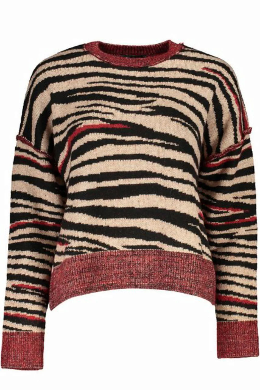 Desigual Strickpullover Damen Rollkragenpullover in Rot mit Kontrastdetails günstig online kaufen