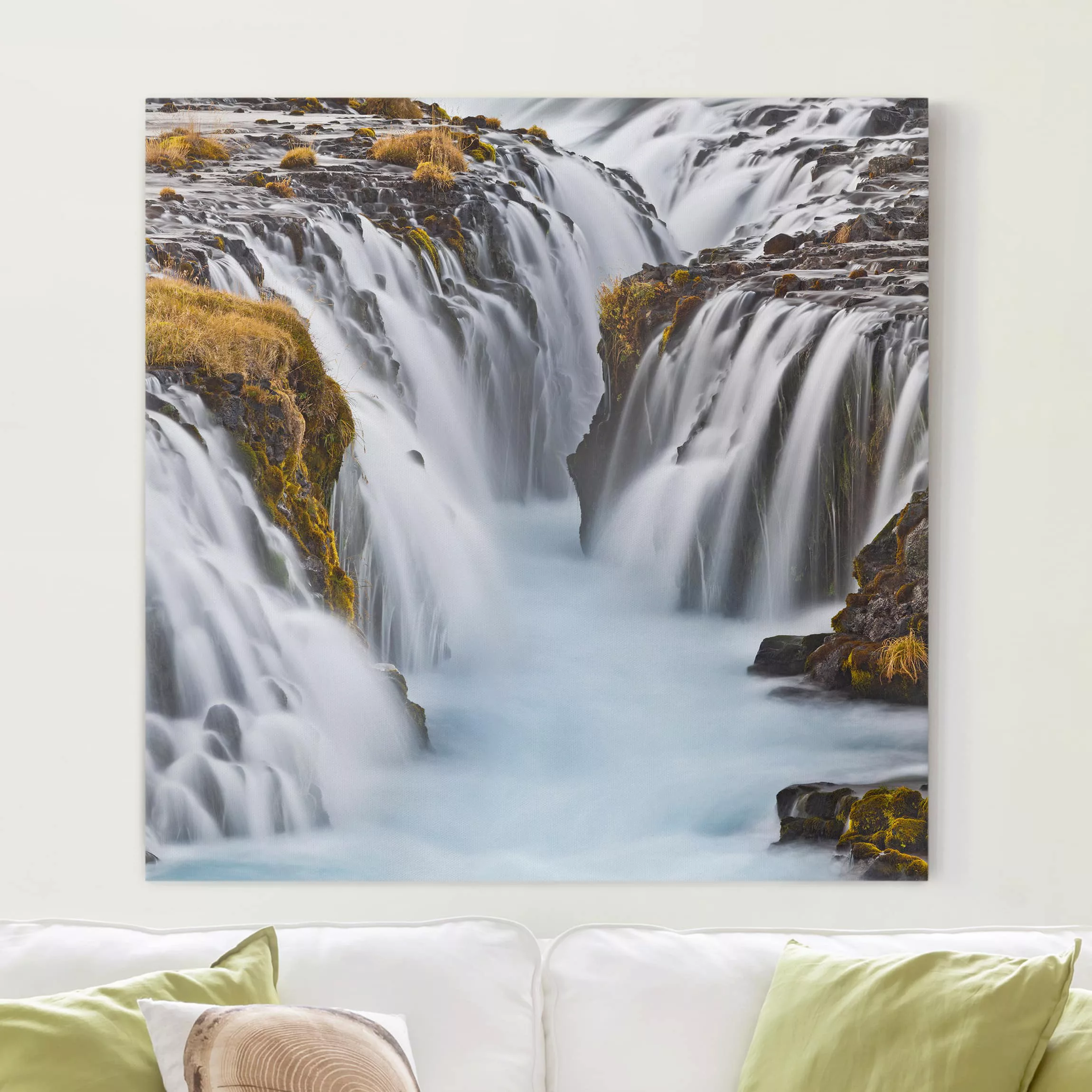 Leinwandbild Wasserfall - Quadrat Brúarfoss Wasserfall in Island günstig online kaufen