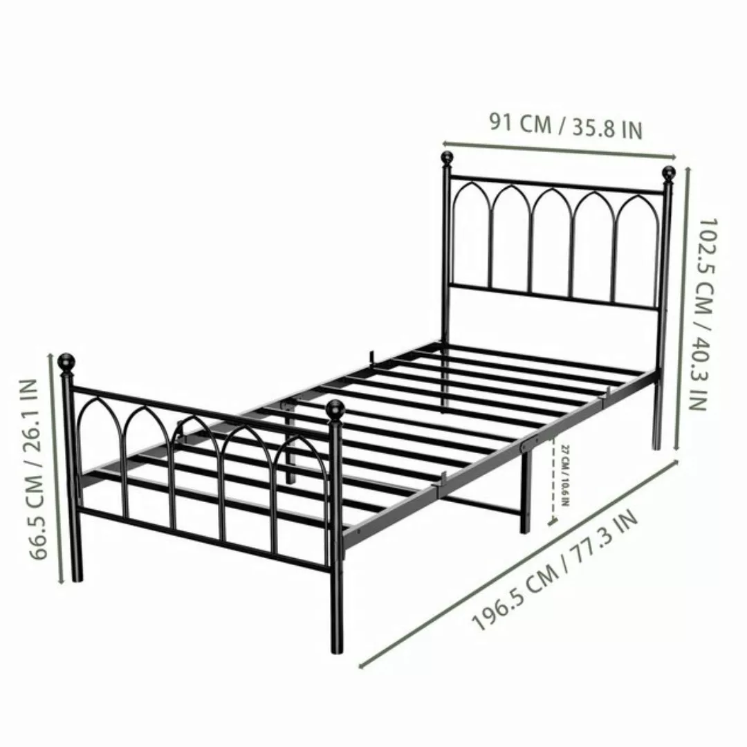 HAUSS SPLOE Metallbett 90 x 190cm mit Lattenrost für Schlafzimmer ohne Mart günstig online kaufen