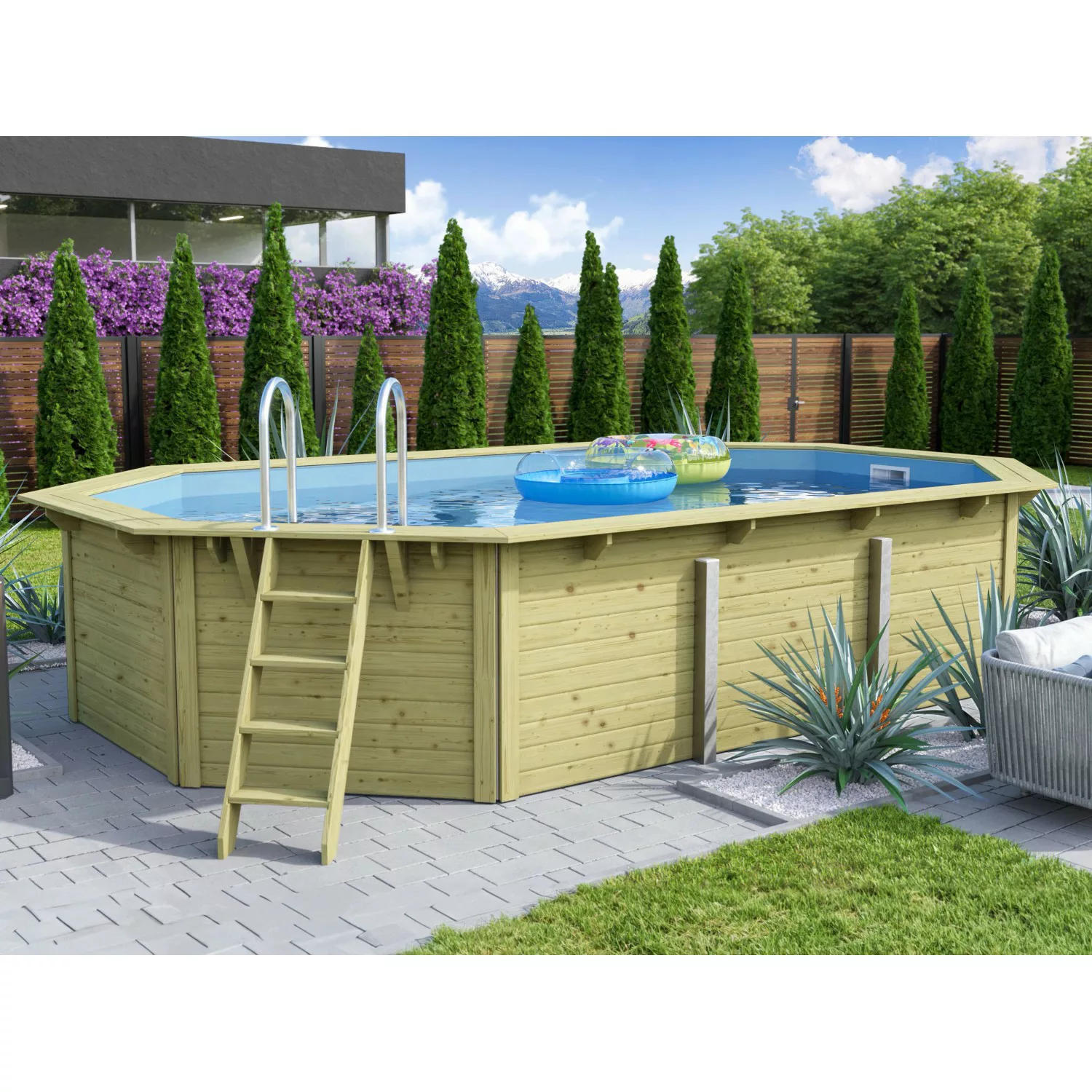 Karibu Pool Modell 4 Set inkl. Filteranlage Skimmer günstig online kaufen