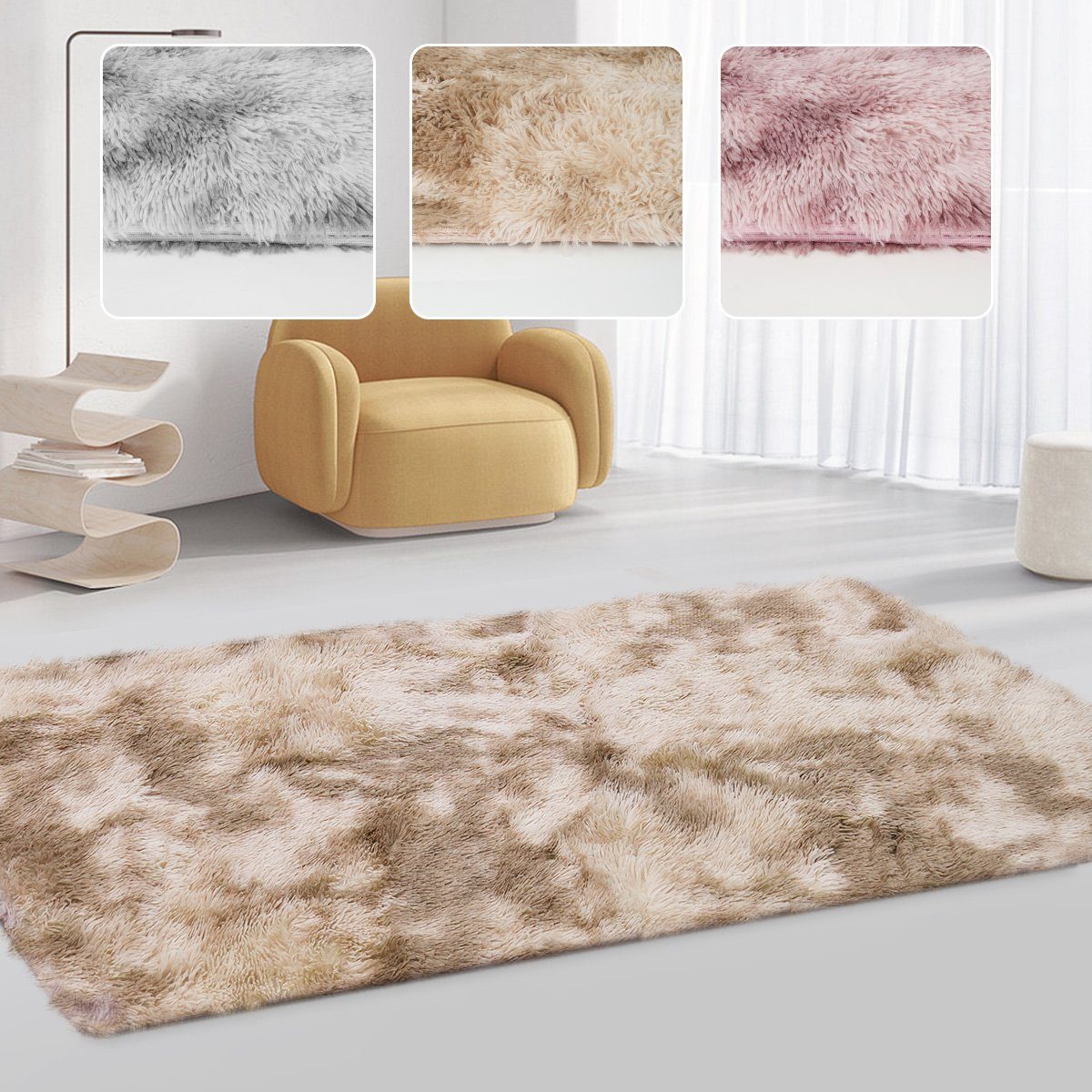 Simloveve Langflor-Teppich Superweicher flauschiger moderner Schlafzimmerte günstig online kaufen