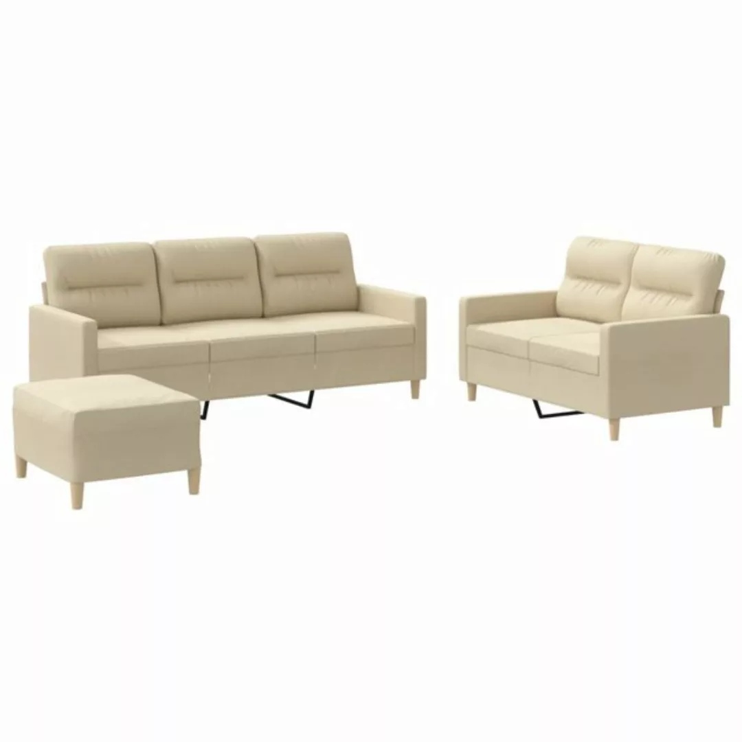 vidaXL Sofa 3-tlg. Sofagarnitur mit Kissen Creme Stoff günstig online kaufen