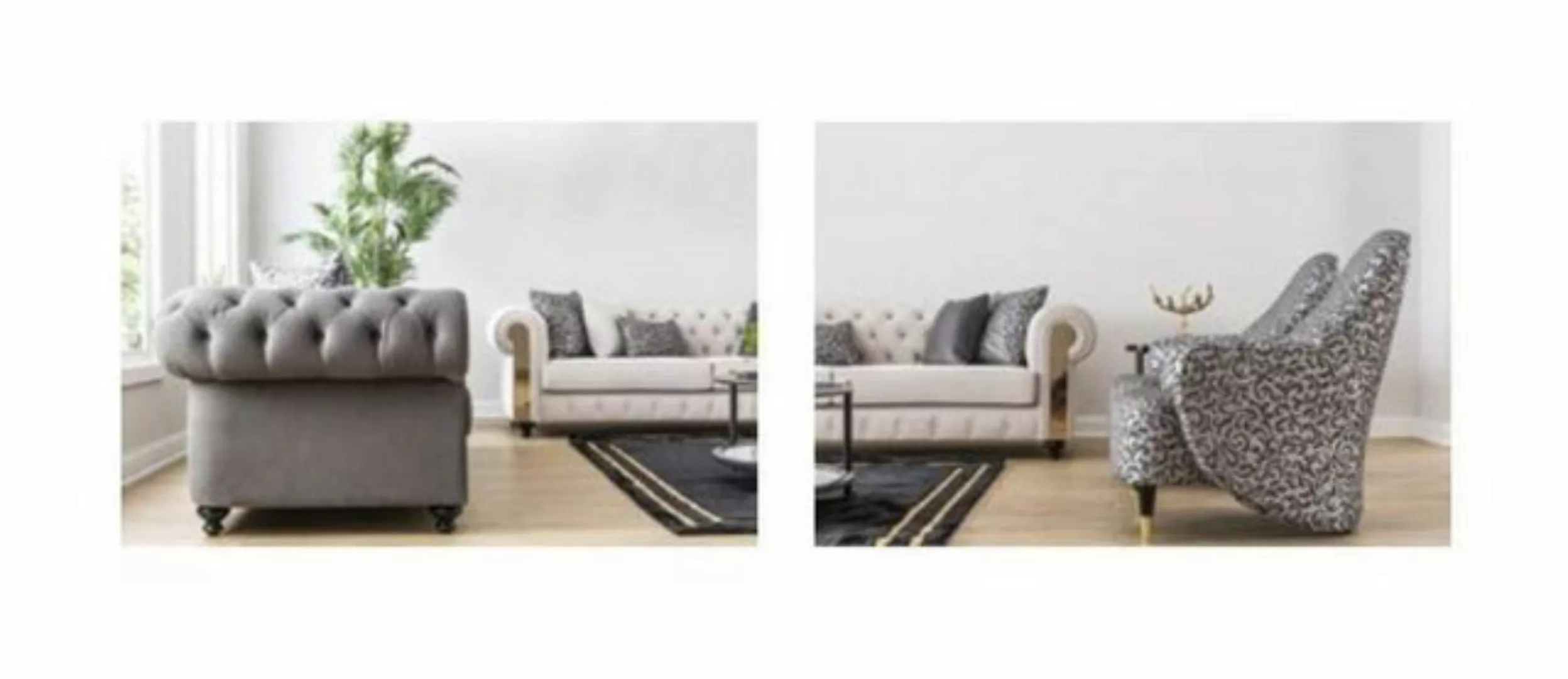 JVmoebel 4-Sitzer Chesterfield Sofa 3 Sitz Design Wohnzimmer Polster Holz L günstig online kaufen