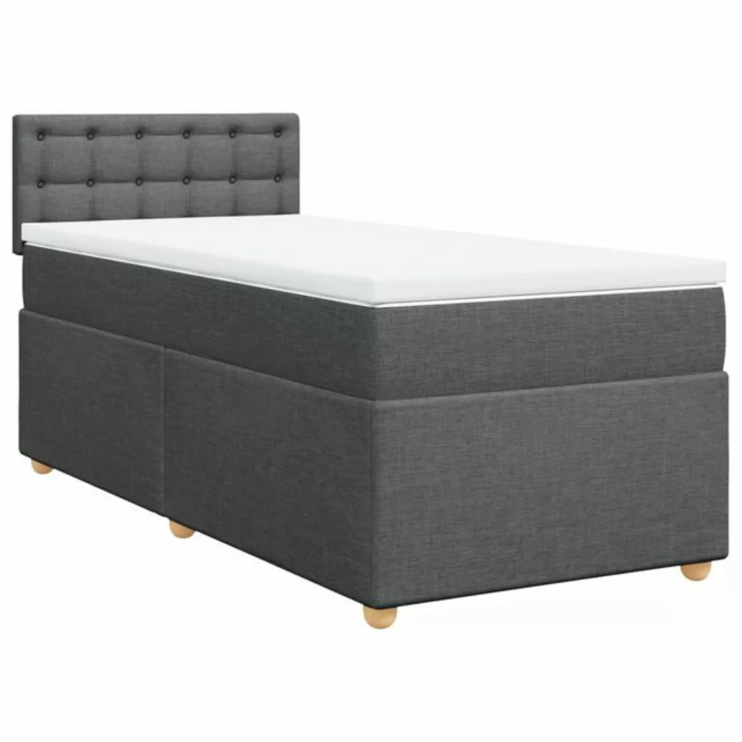 vidaXL Boxspringbett, Boxspringbett mit Matratze Dunkelgrau 100x200 cm Stof günstig online kaufen