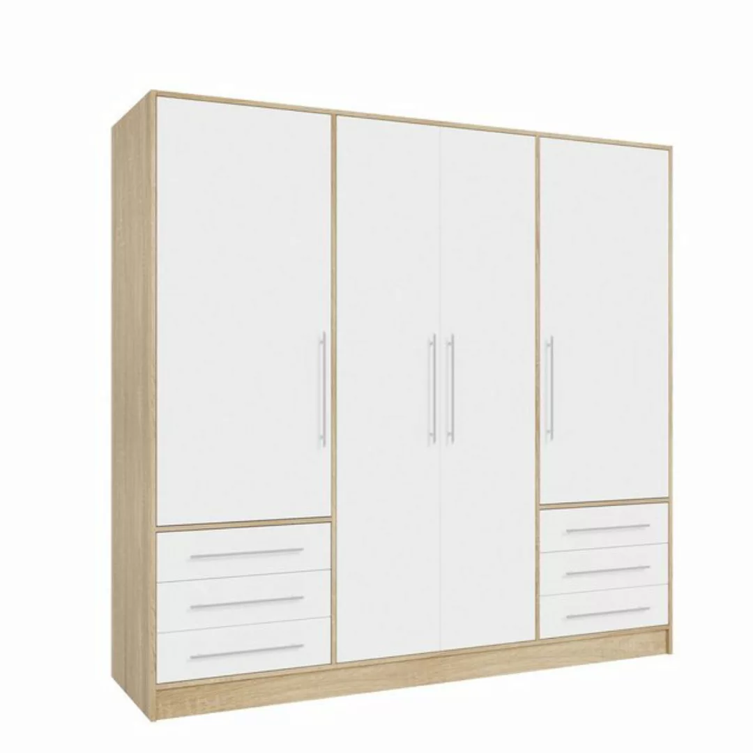 freiraum Drehtürenschrank JUPITER 4 Türen, 6 Schübe, Sonoma Eiche Dekor / W günstig online kaufen