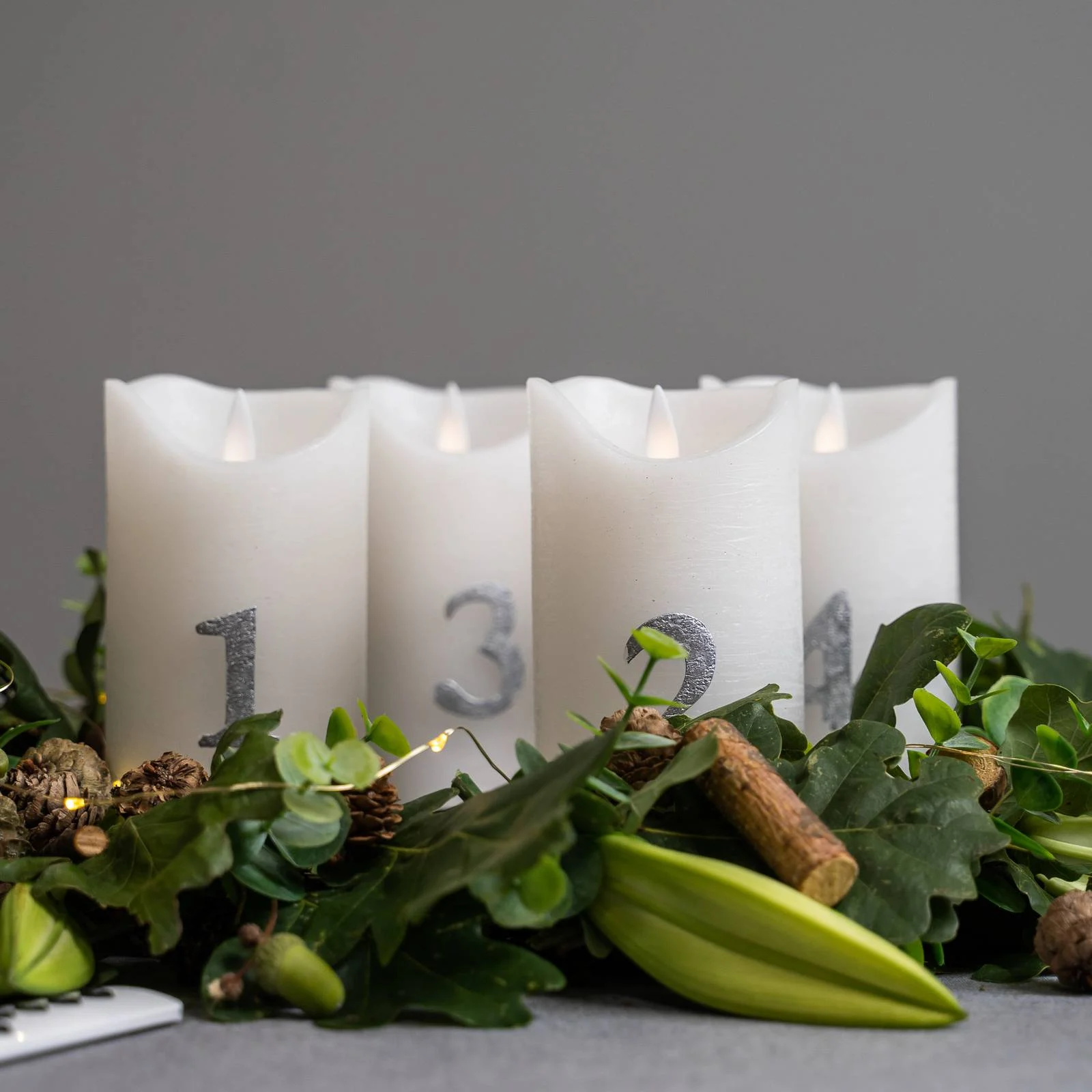LED-Kerze Sara Advent 4er Höhe 12,5cm weiß/silber günstig online kaufen
